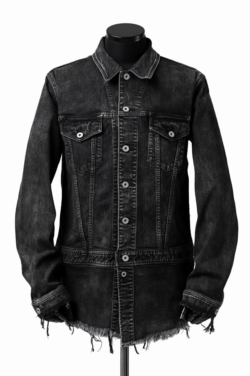 ISAMU KATAYAMA BACKLASH TRUCKER DENIM JACKET / SPLASH DYED (BLACK