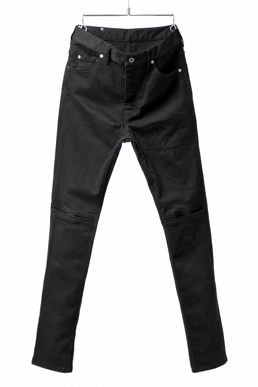ISAMU KATAYAMA BACKLASH BLACK LEATHER KNEE PADS SLIM PANTS / 