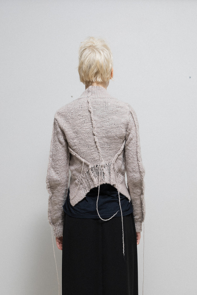 ANN DEMEULEMEESTER - SS06 Cashmere cropped cardigan with loose