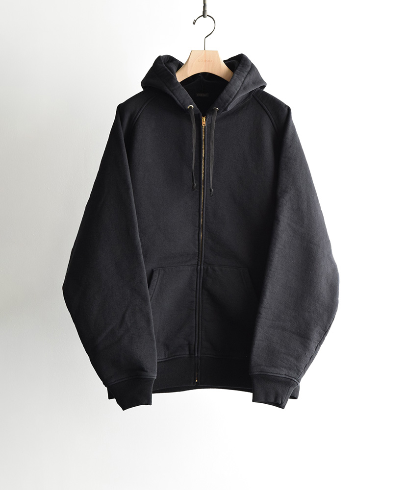 コットン裏毛 ジップパーカ(2(MEN) Black/ブラック): COMOLI