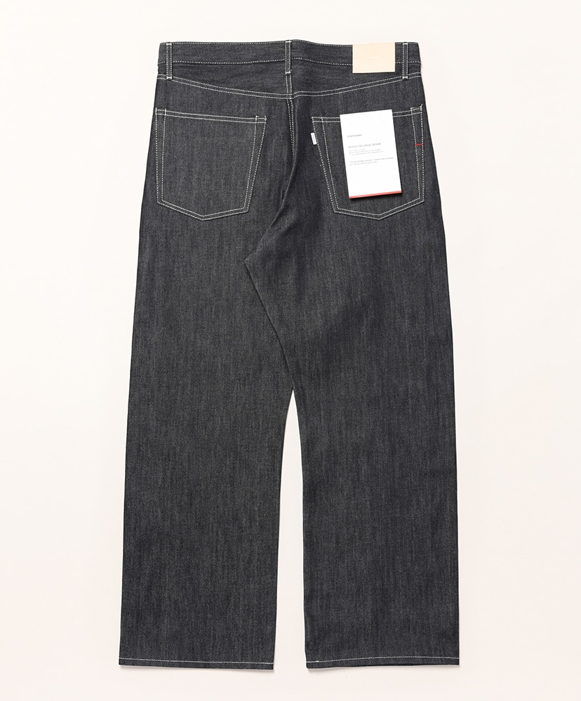 Selvage Denim Five Pocket Wide Straight Pants(1(MEN) Black Washed