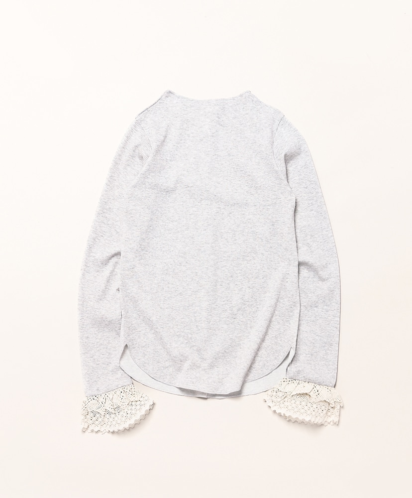 Ribbed Lace Cuff Pullover Tee(0(WOMEN) H.Grey/ヘザーグレー