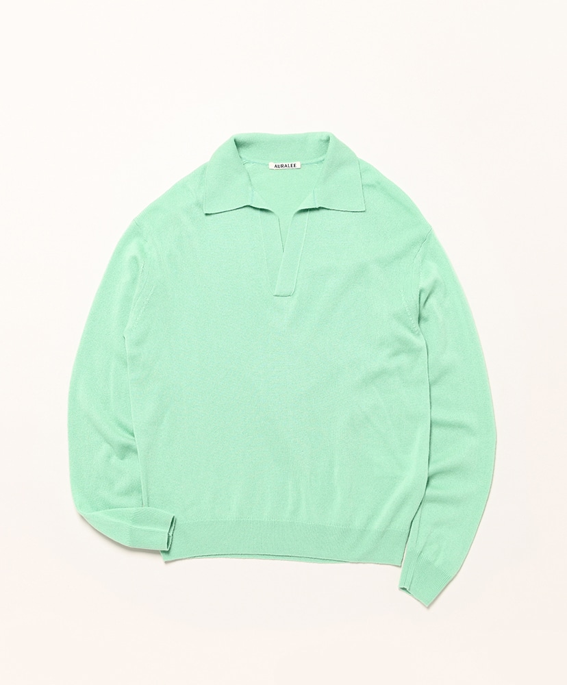 Super Fine Cashmere Silk Knit Skipper Polo(0(WOMEN) Mint Green