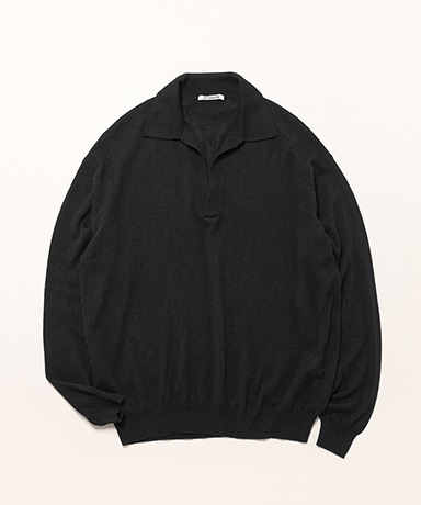 Super Fine Cashmere Silk Knit Skipper Polo(3(MEN) Black/ブラック