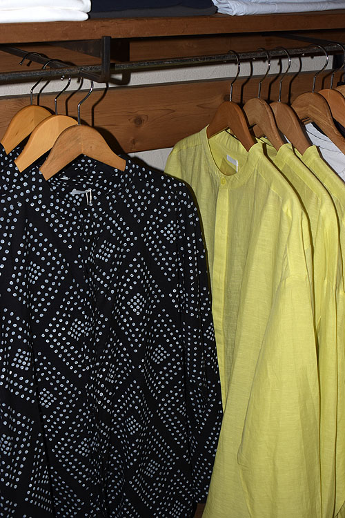 SEEALL [シーオール] EXTRAOVER BAND COLLAR SHIRTS [BLOCK PRINT/LIME