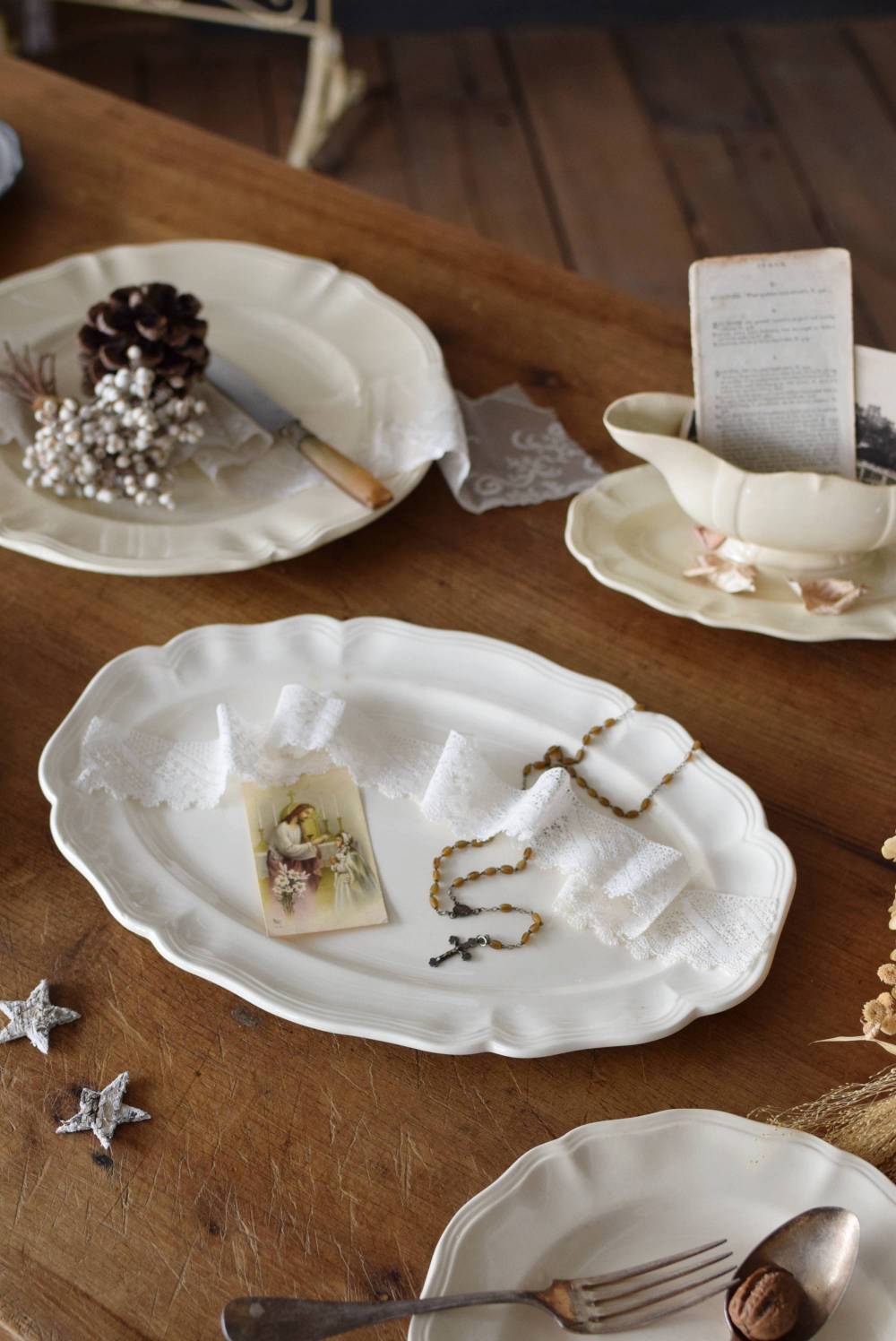 Sarreguemines 花リム オーバルプレート.2 サルグミンヌ