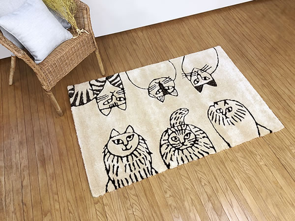 リサ・ラーソン（Lisa Larson）ラグマット スケッチねこたち【おしゃれ