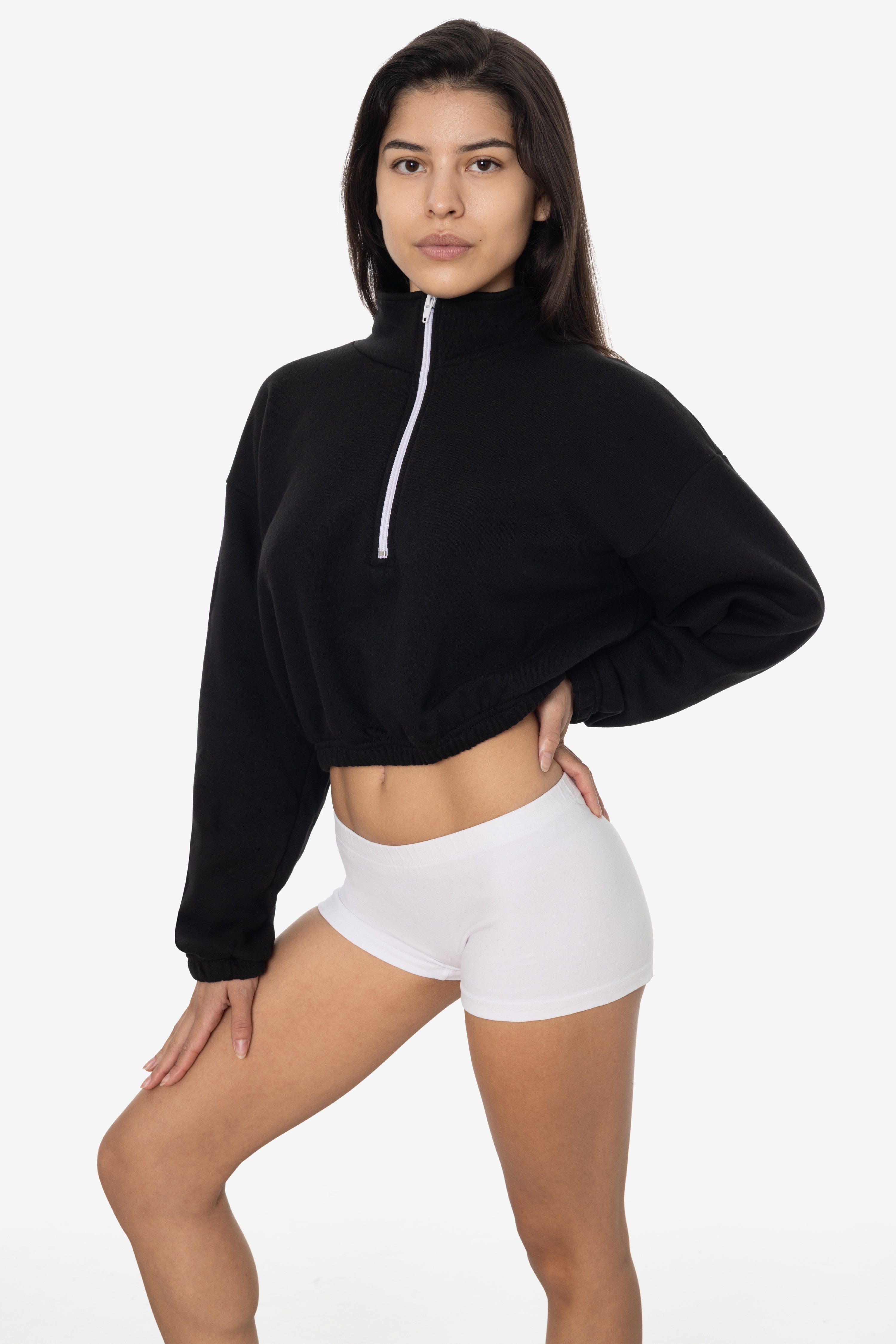 F396 - Flex Fleece Half Zip Cropped Pullover – Los Angeles Apparel