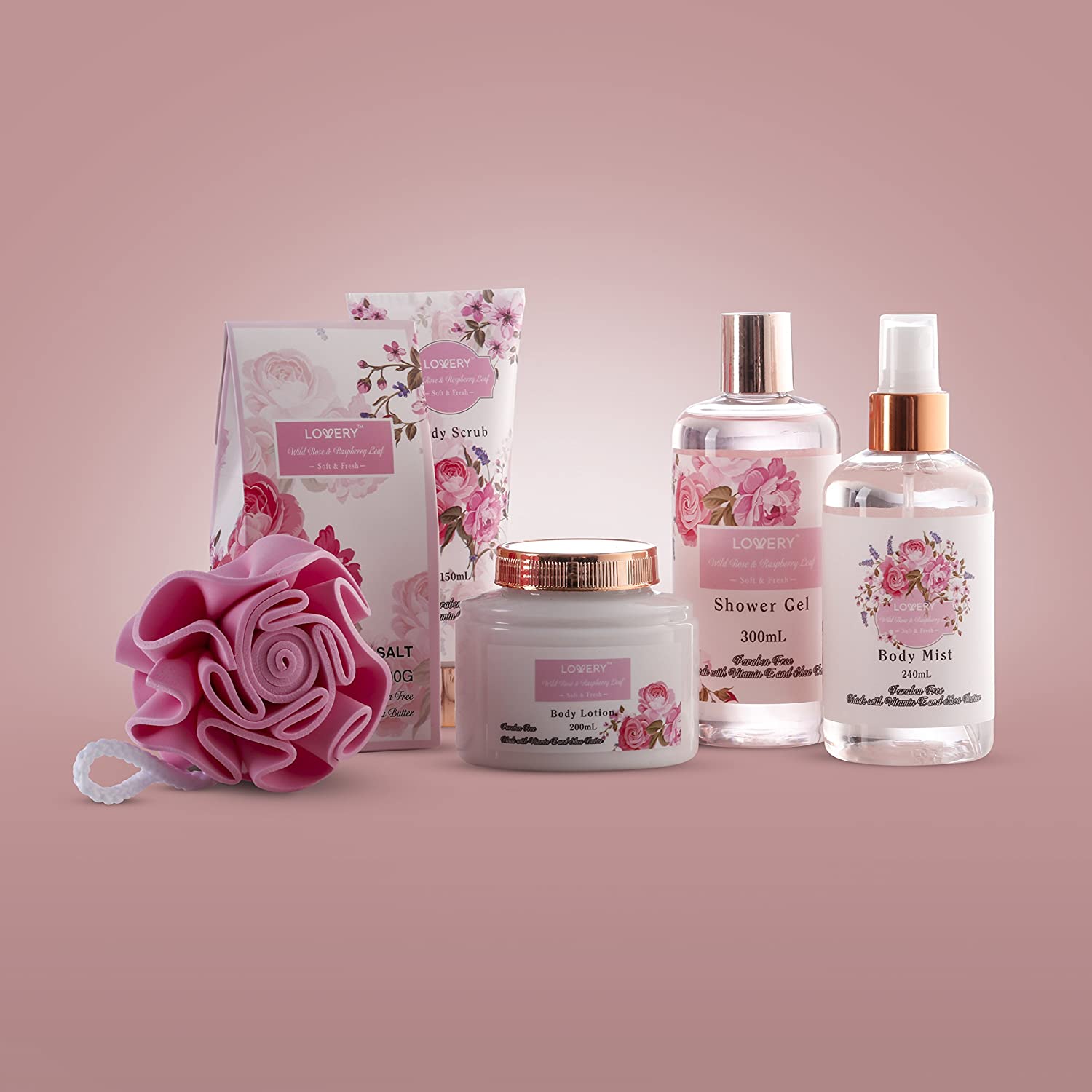 Raspberry Leaf & Wild Rose 8Pc Bath Valentine's Day Gift Set