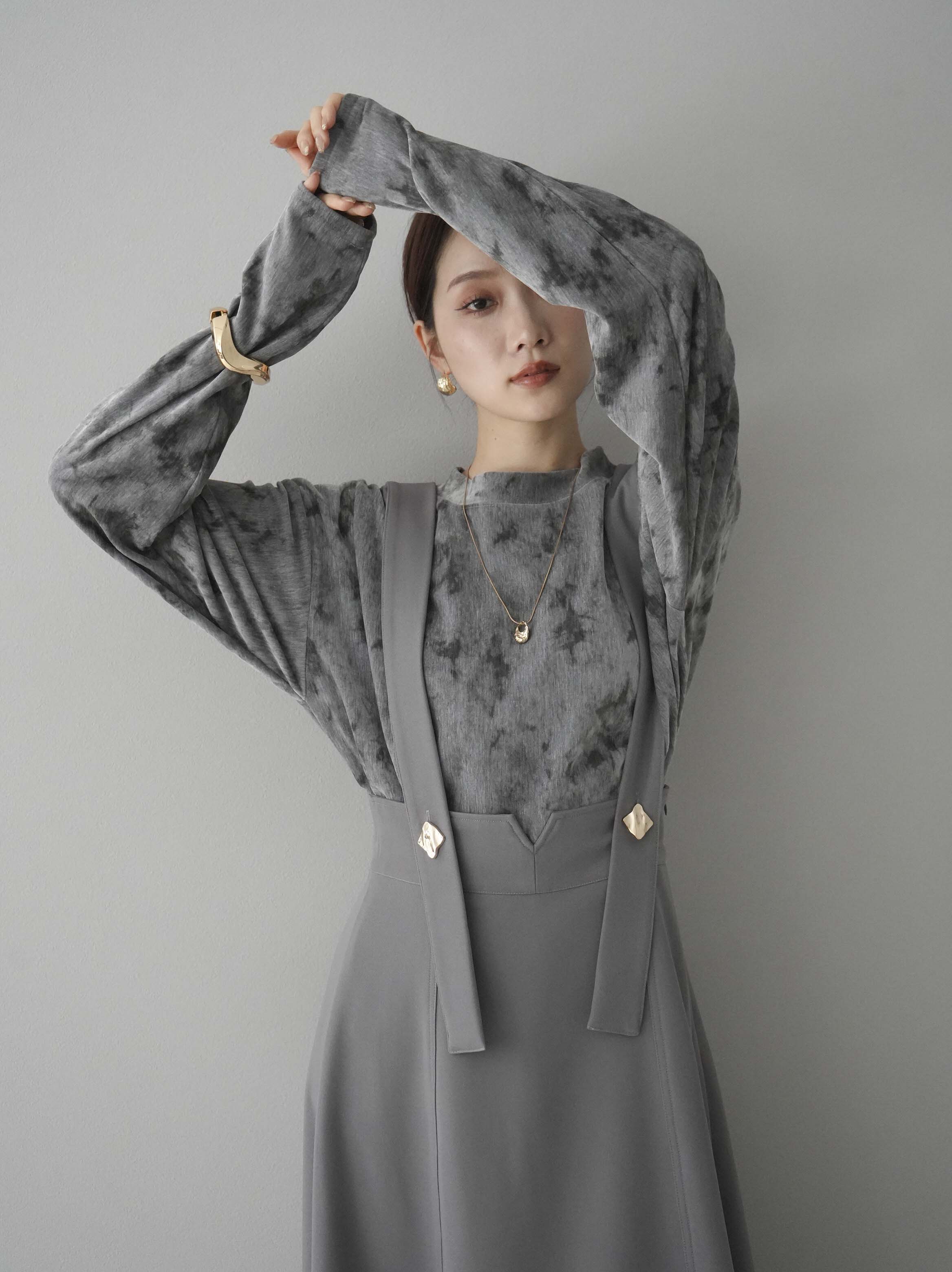 予約]ゴールドモチーフフレアジャンパースカート/グレー – Lumier