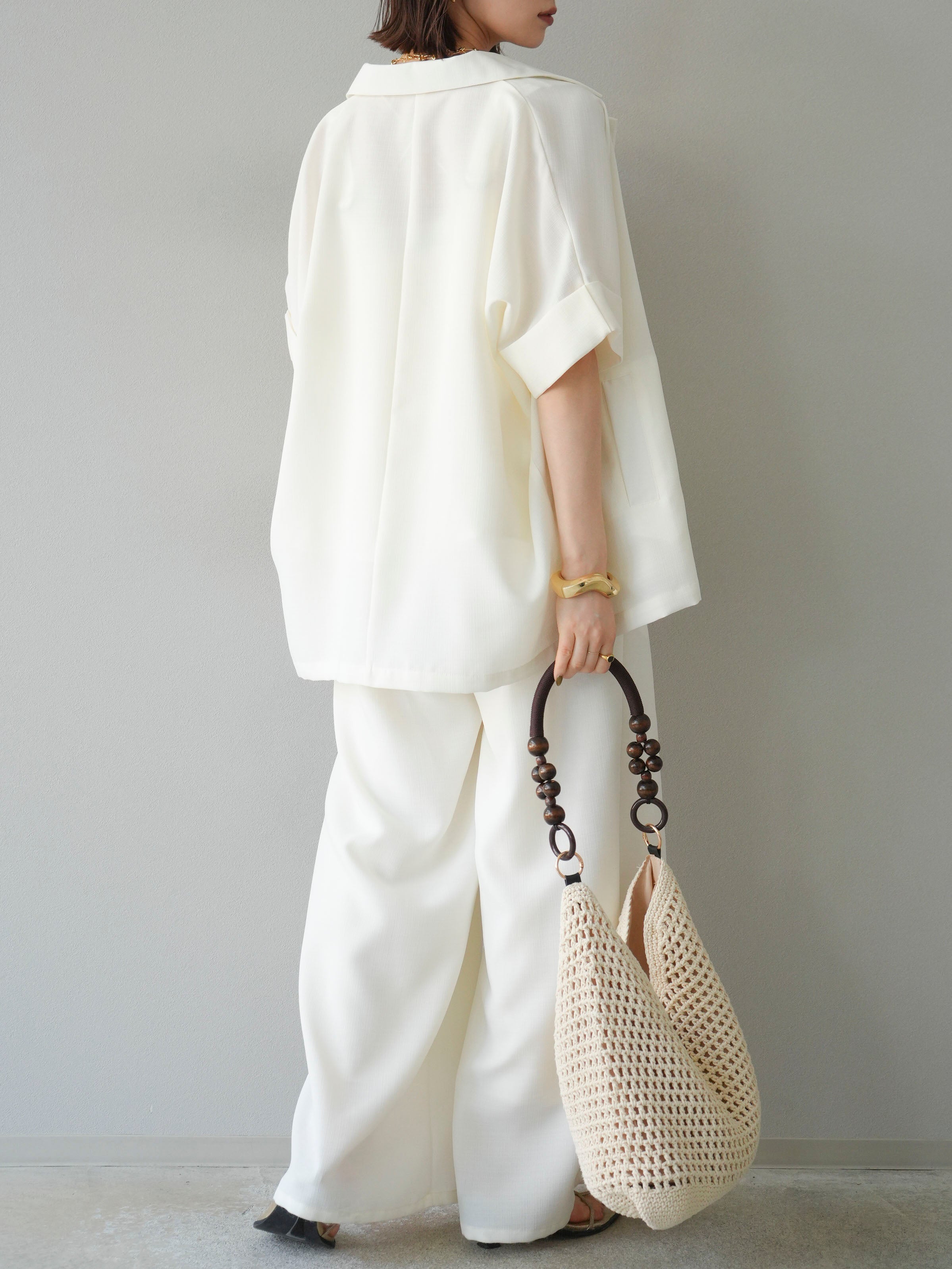 SET]リネンライクハーフテーラードジャケット+リネンライクビスチェ+