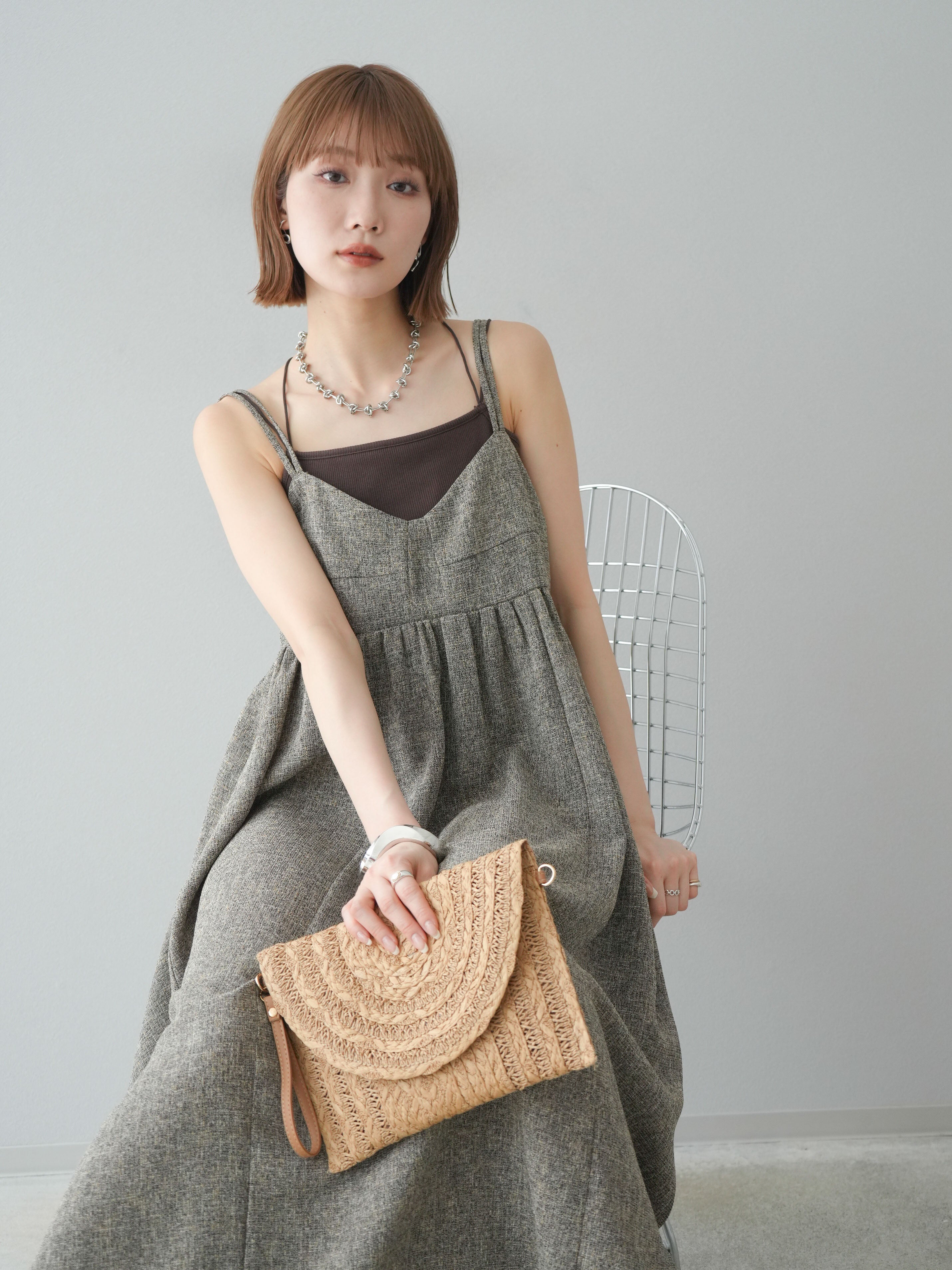 予約]サマーツイードキャミワンピース/ブラウン – Lumier