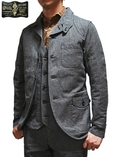 ORGUEIL（オルゲイユ） 】 撚り杢ストライプサックスリーピース