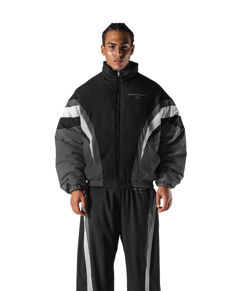 SWITCH LAYER™ 2Line TRACK | BLACK Puffer Jacket V.2 - Black – LÝFT