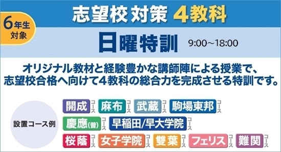 グノーブル、6年生対象志望校対策日曜特訓 – マナボウ