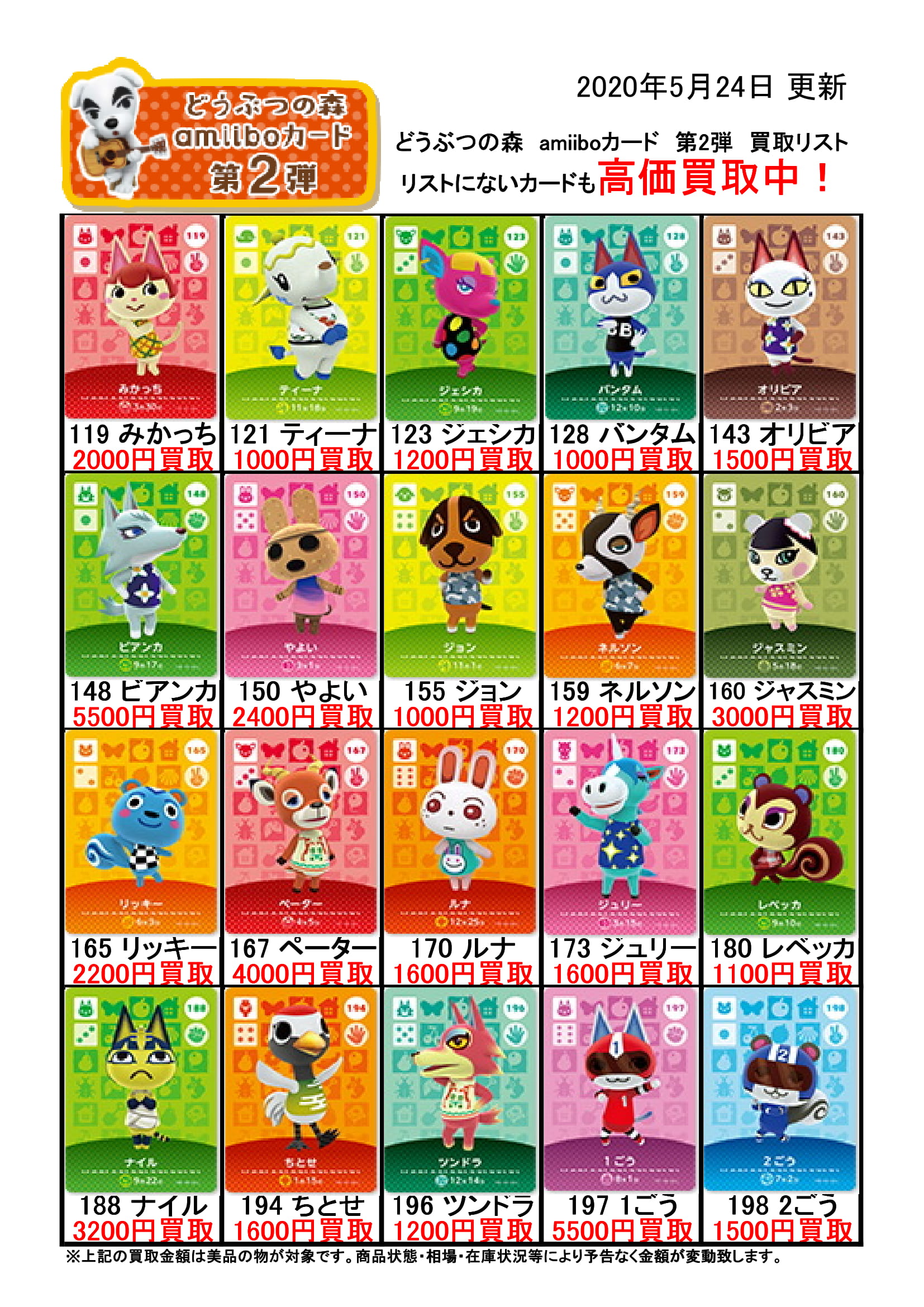 【ゲーム】5/24□お知らせです！◇どうぶつの森 amiiboカードの買取