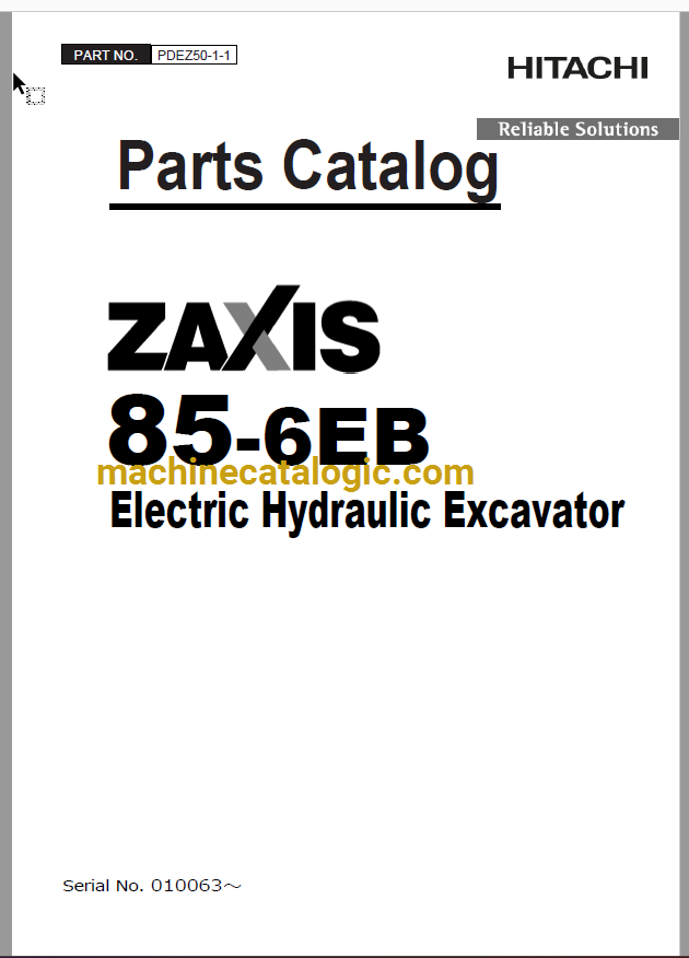 Hitachi ZX85-6EB Electric Hydraulic Excavator Parts Catalog