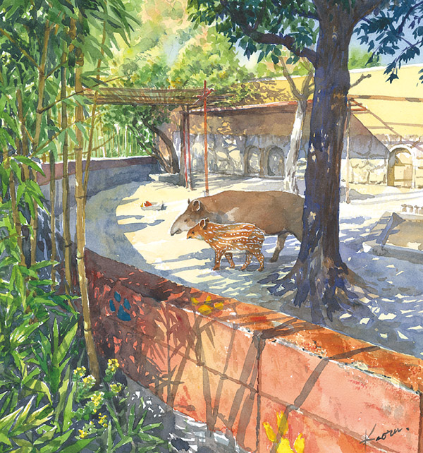 2020年12月号 バクの親子 - マチコレ！表紙のスケッチ