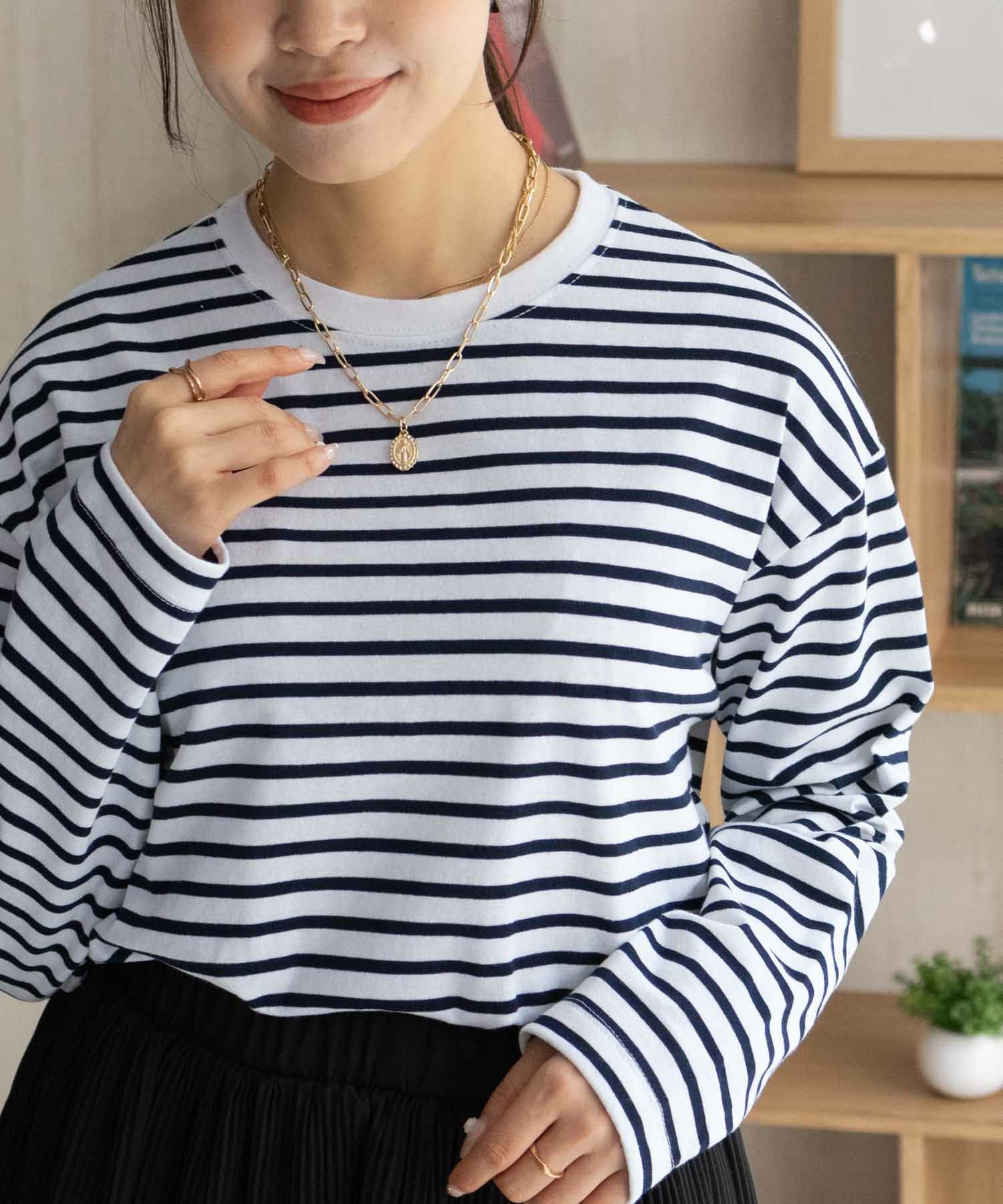 nAvy ボーダー長袖Tシャツ レディース