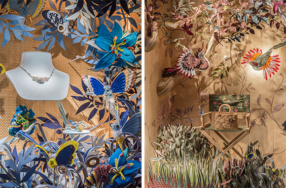 アップサイクリングの動植物。自然あふれるディオールのウィンドウ