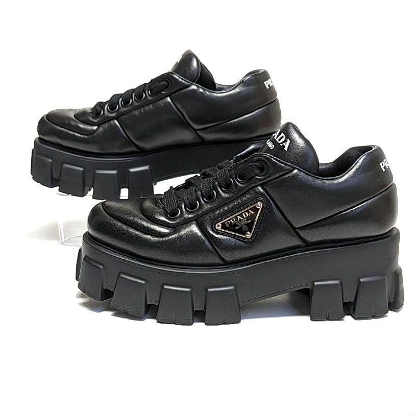 新品そっくりさん⭐PRADAプラダ モノリス ナッパレザー スニーカー 37