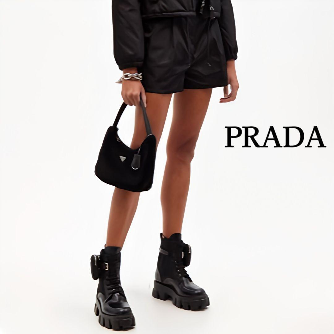 新品そっくりさん⭐PRADA プラダ モノリス ポーチ付 ブーツ38.5