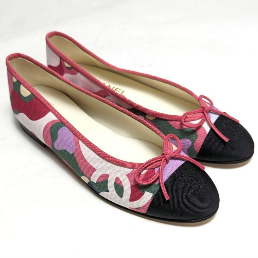 未使用さん♥CHANELシャネル バレエシューズ 37.5C マルチカラー