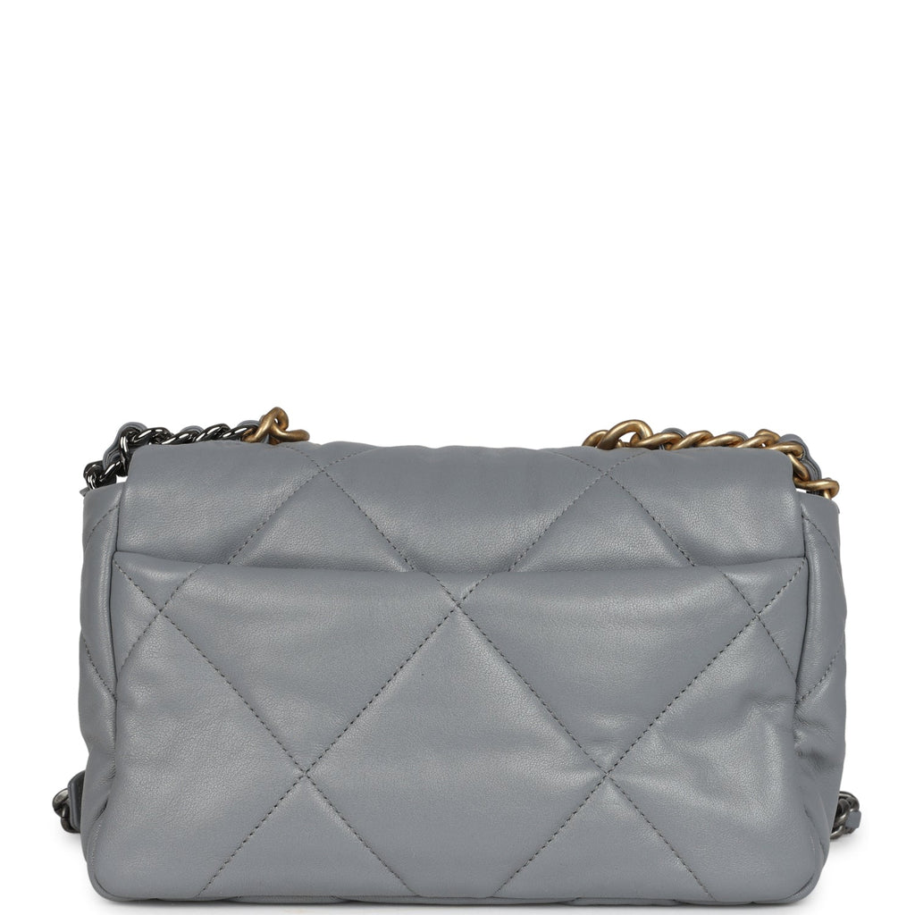 Chanel Medium 19 Flap Bag Grey Lambskin Mixed Metal Hardware