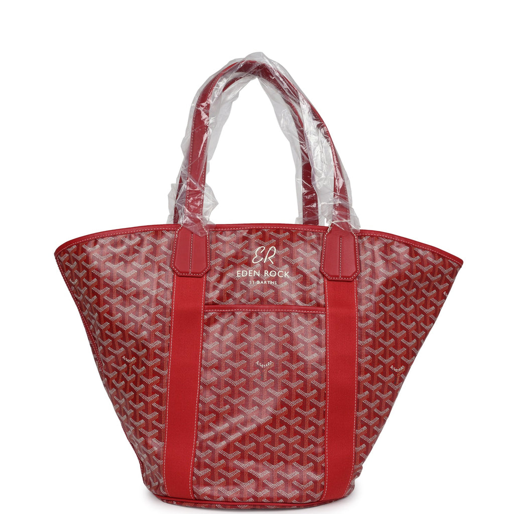 Goyard Limited Edition Eden Rock Belharra Beach Bag Red Goyardine Canv