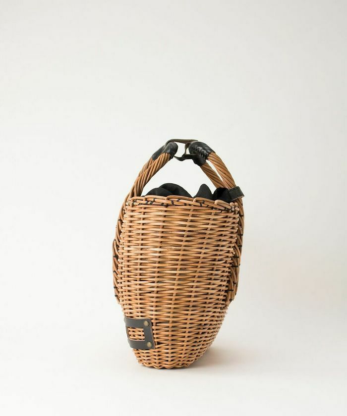 ebagos 「マルシェ」 ブライドルレザー×紅籐（リネン被せ） BLACK