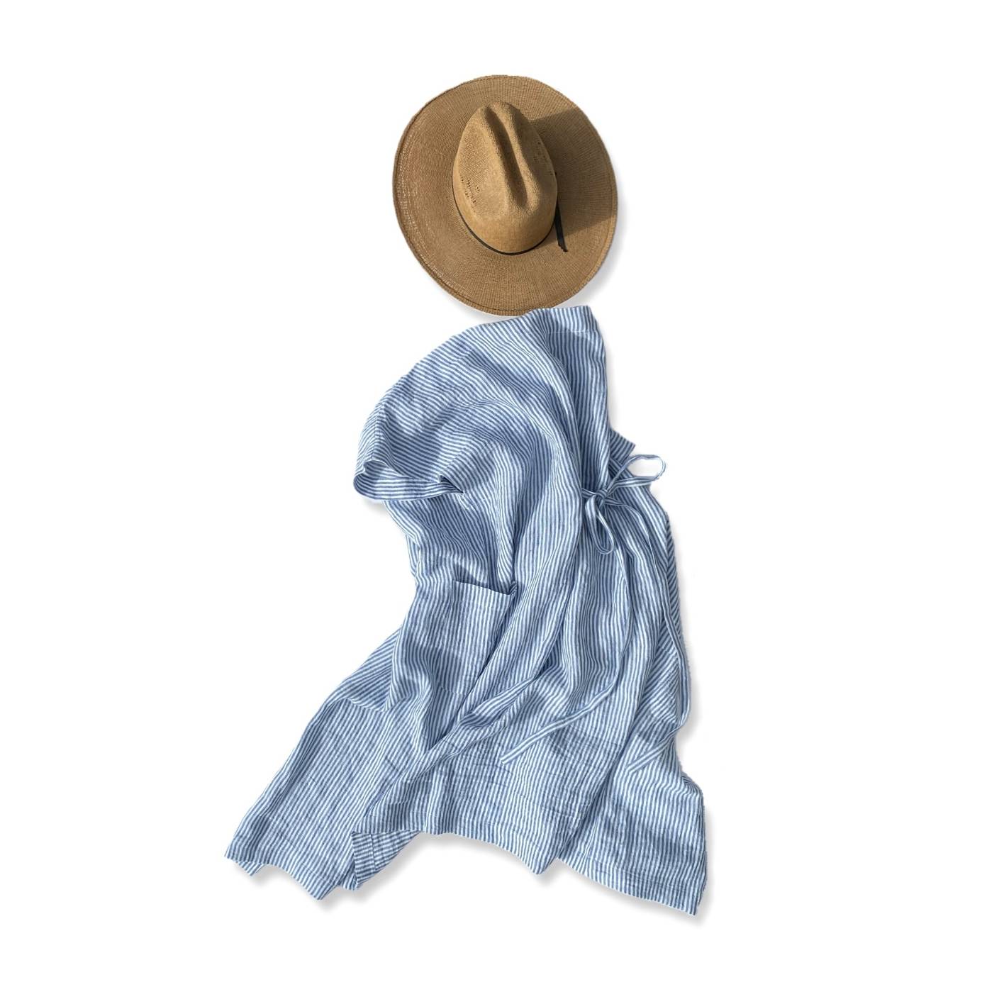 NON-SLEEVE / blue stripe linen｜割烹着kapoc（カポック）公式