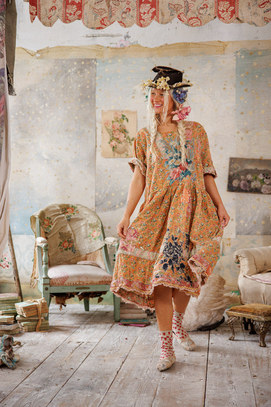 Floral Appliqué Taigi Dress – Magnolia Pearl Clothing