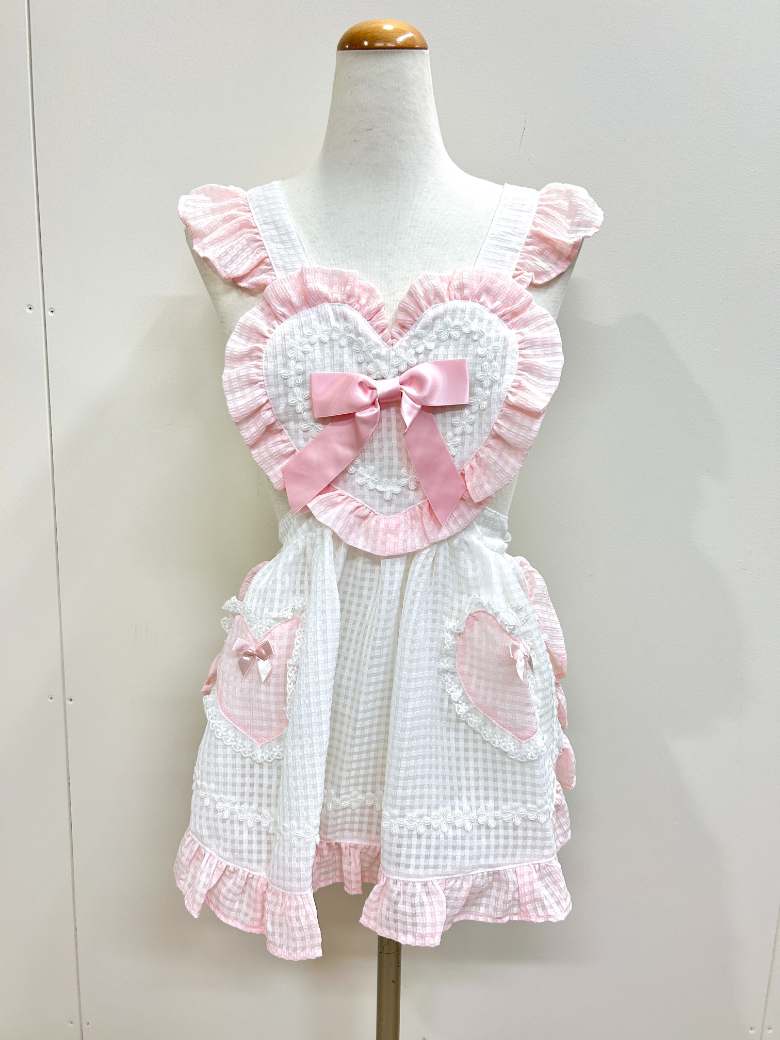 BABY,THE STARS SHINE BRIGHT Fluffy Gingham Heart エプロン - BELSEL