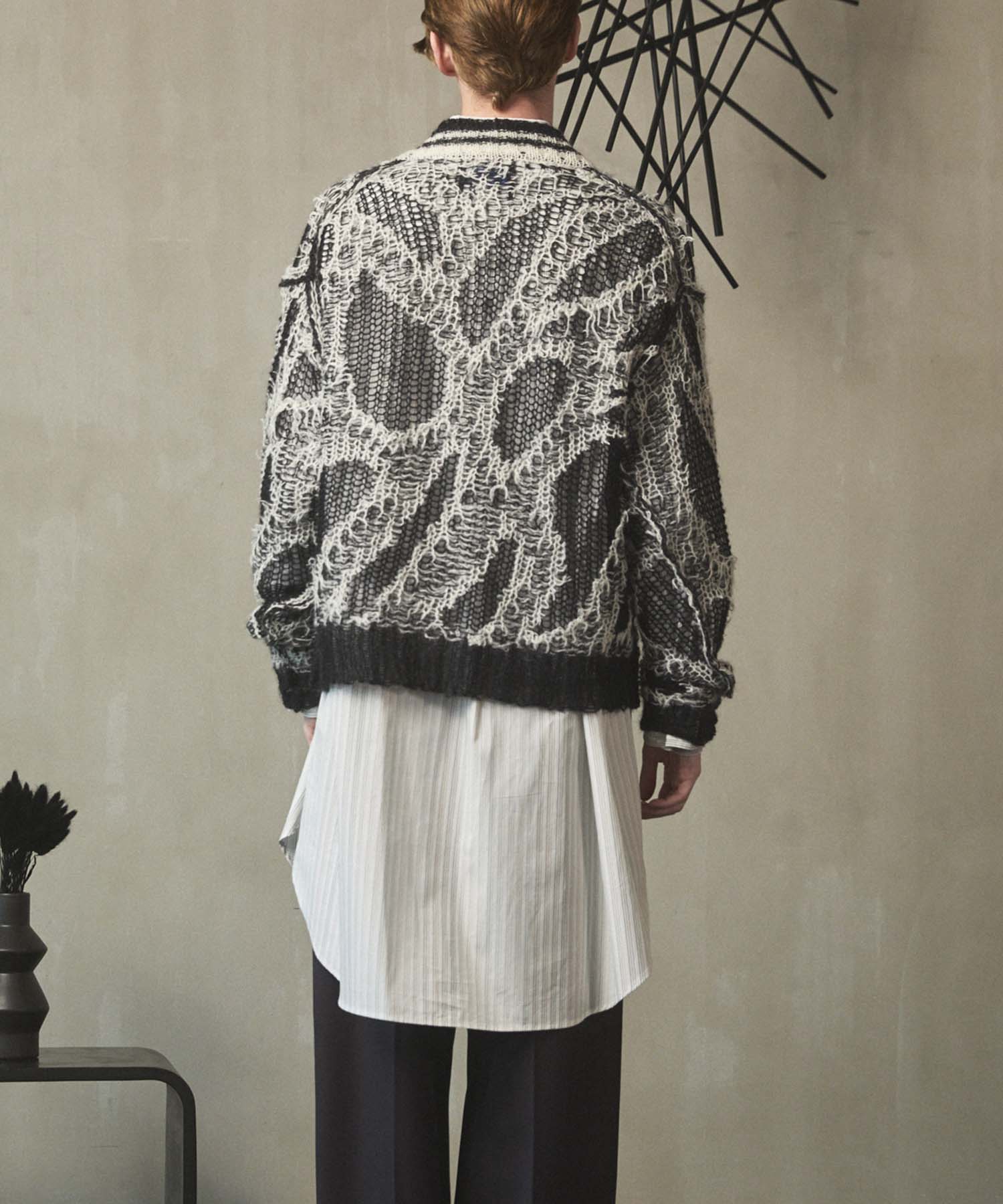 Mohair Sheer V-Neck Knit Pullover