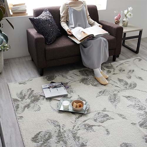 EC限定】防ダニ 花柄のラグ フェリシア（グレー） | すべての商品