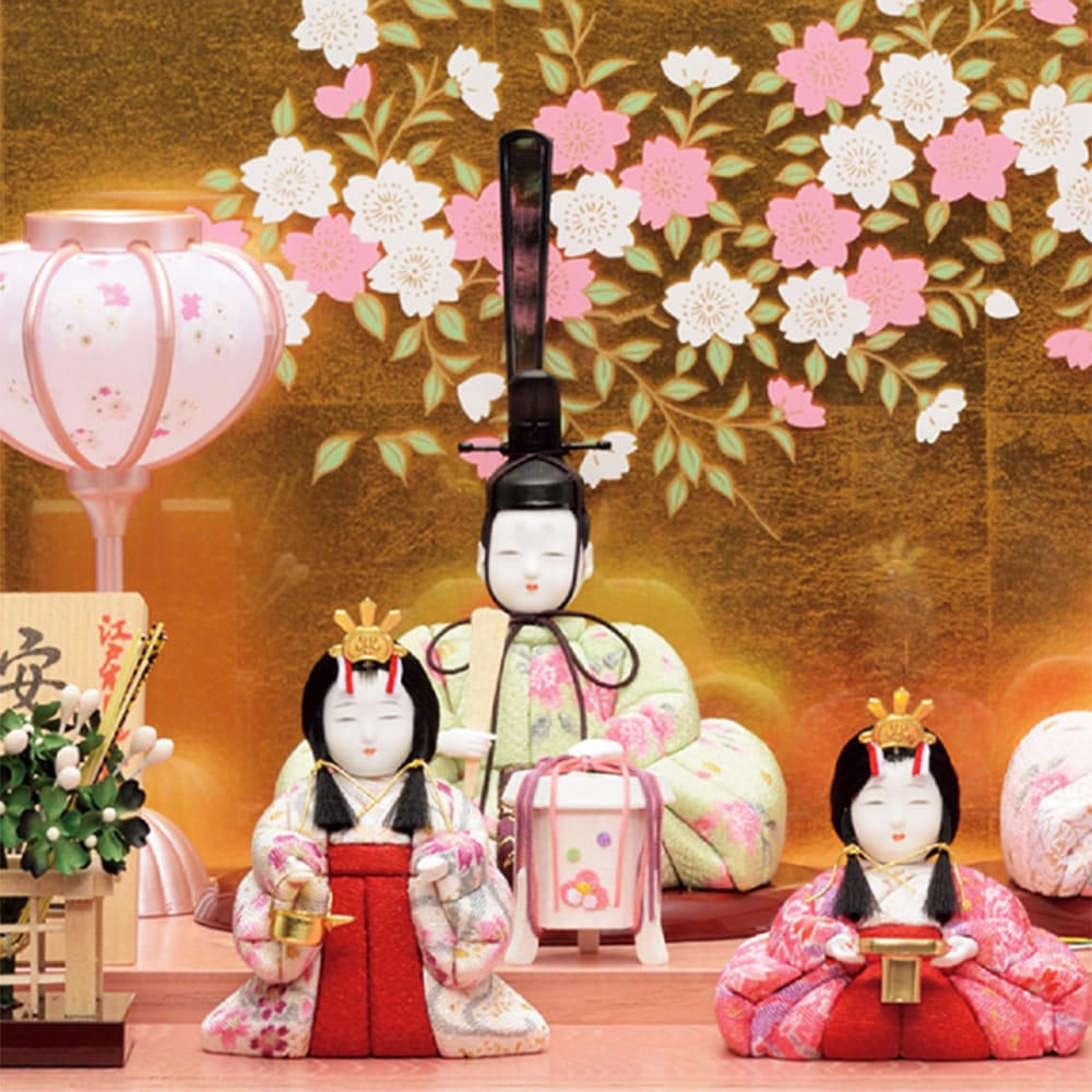 雛人形 ピンク 木目込み 一秀 ケース入 かわいい モダン ケース飾り