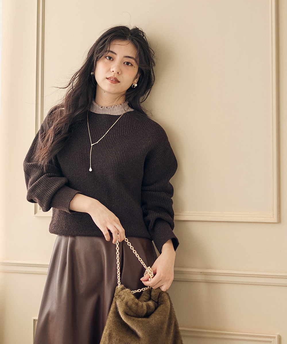 SALE】ボートネックラメ混ゆるニットプルオーバー - 12Twelve Agenda