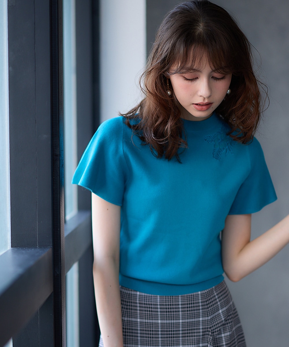 SALE】ネック刺繍半袖ニットプルオーバー - 12Twelve Agenda