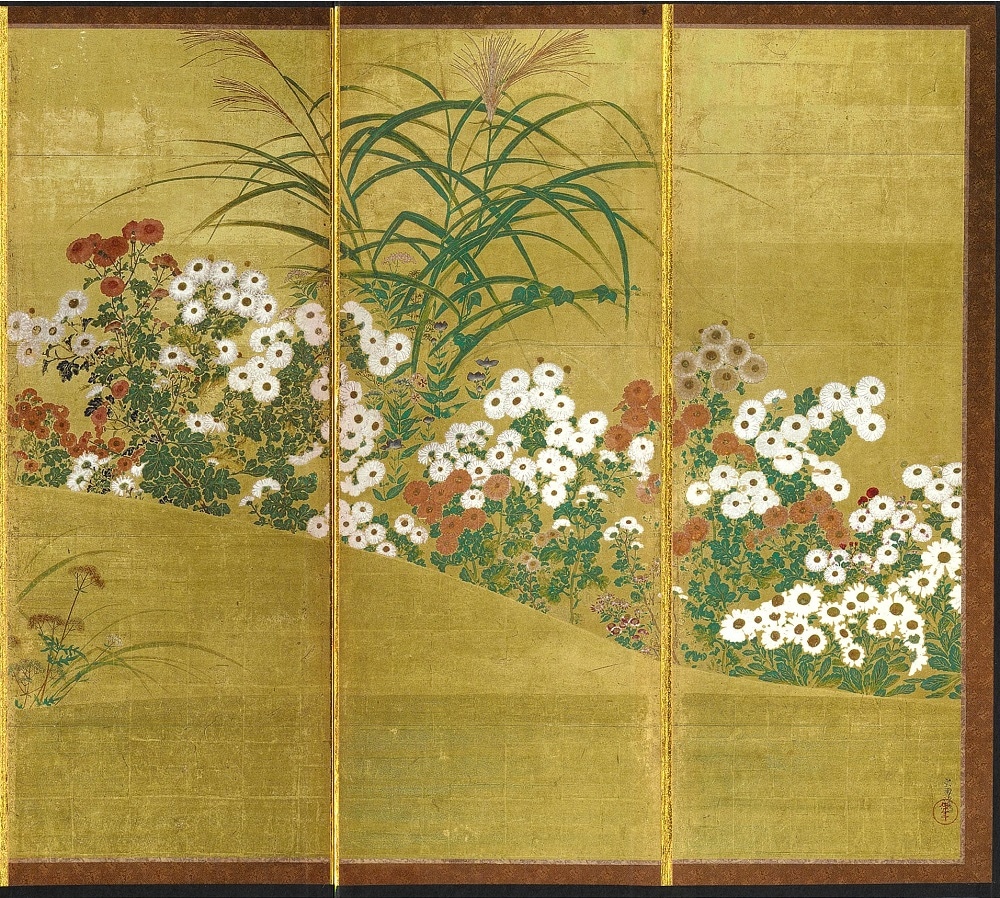 ミニチュア屏風 秋草図屏風 | ミニチュア屏風・絵巻 | 東京国立博物館