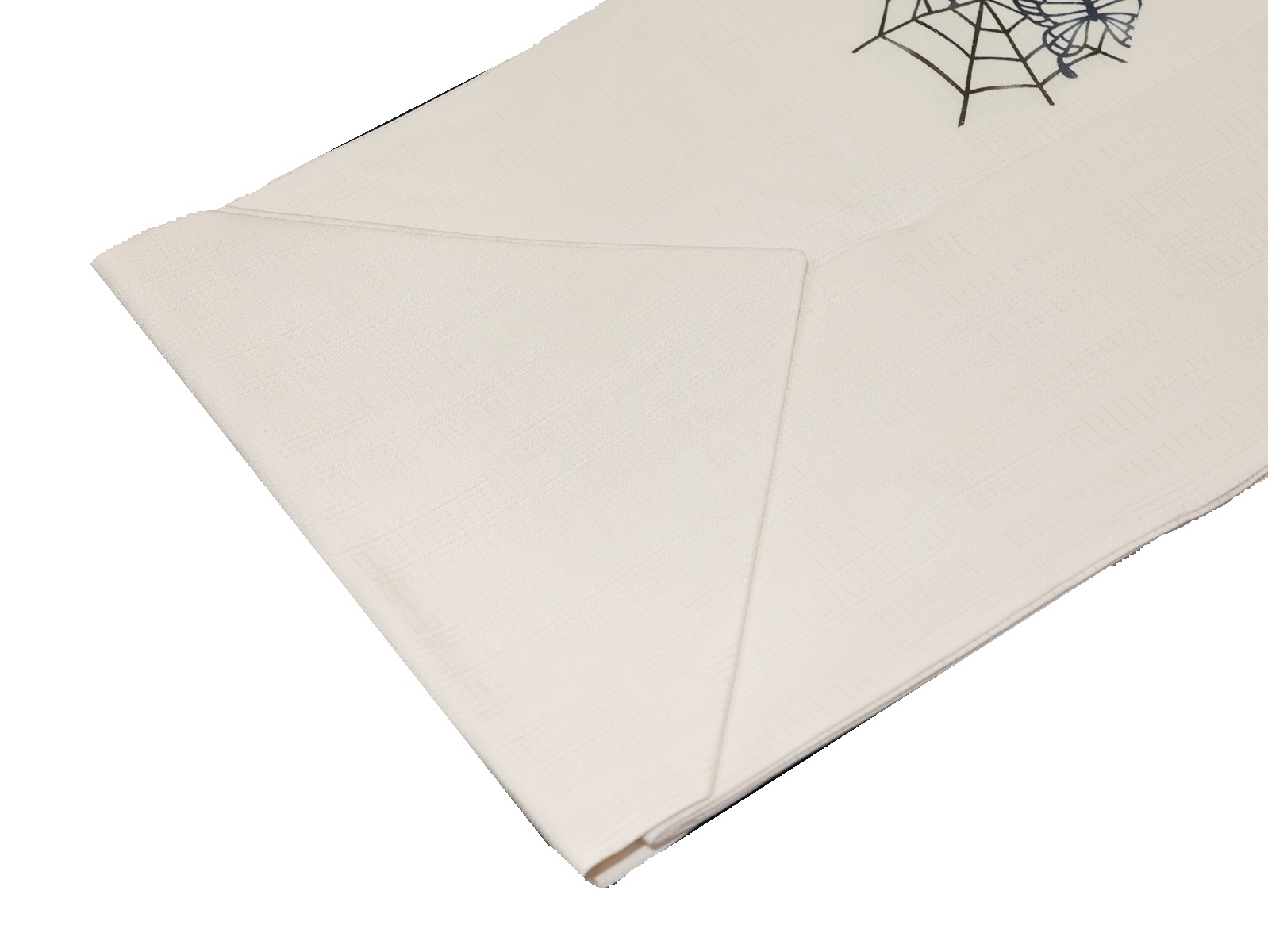 夏物正絹名古屋帯「白色の地にコウモリと蜘蛛の巣」 | 帯,帯(夏物