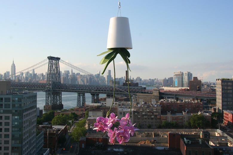 逆さま自動給水プランター 延長用ワイヤーフック付き Lサイズ (スカイ