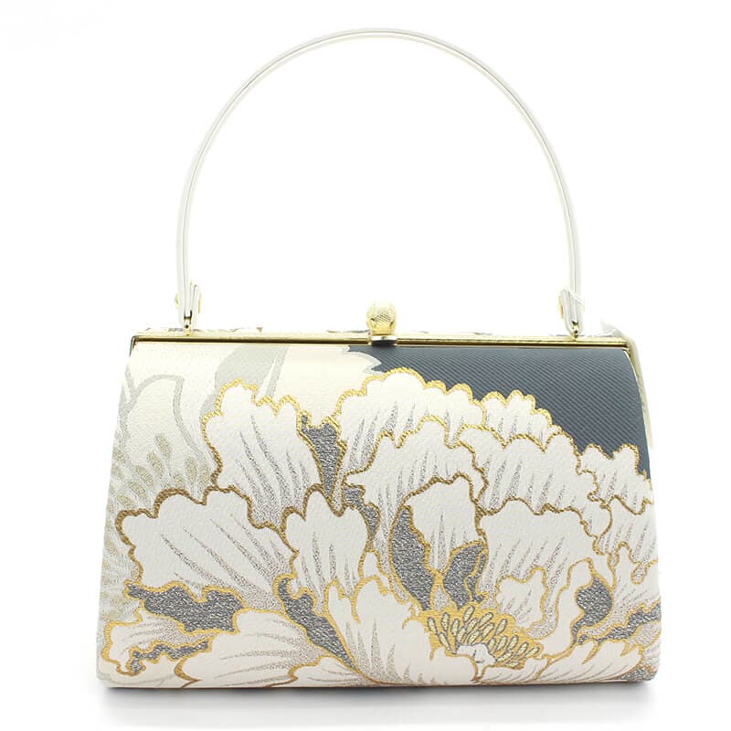 草履バッグセット 草履 バッグ グレー 白 花柄 Fサイズ フリーサイズ