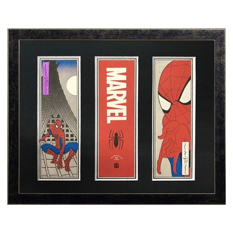 スパイダーマン 小型・ミニ浮世絵木版画「MARVELロゴ（シート