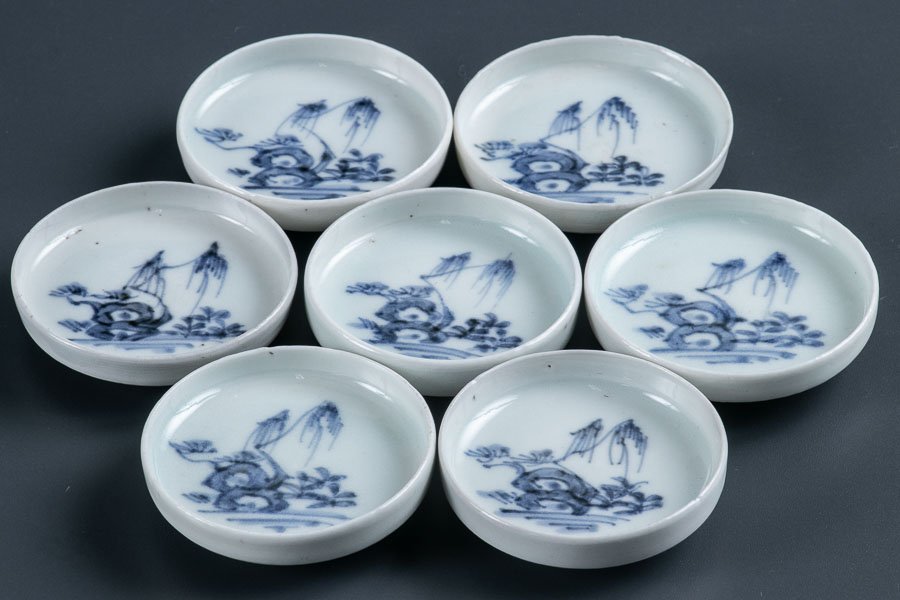 古伊万里】 染付山水小皿 豆皿 7客セット 江戸後期 13416 | アイテム