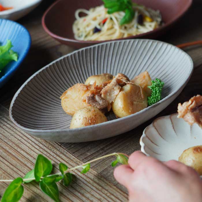 SENシリーズ 楕円鉢（大）【ココア】 益子焼 ボウル 浅鉢 オーバル 和