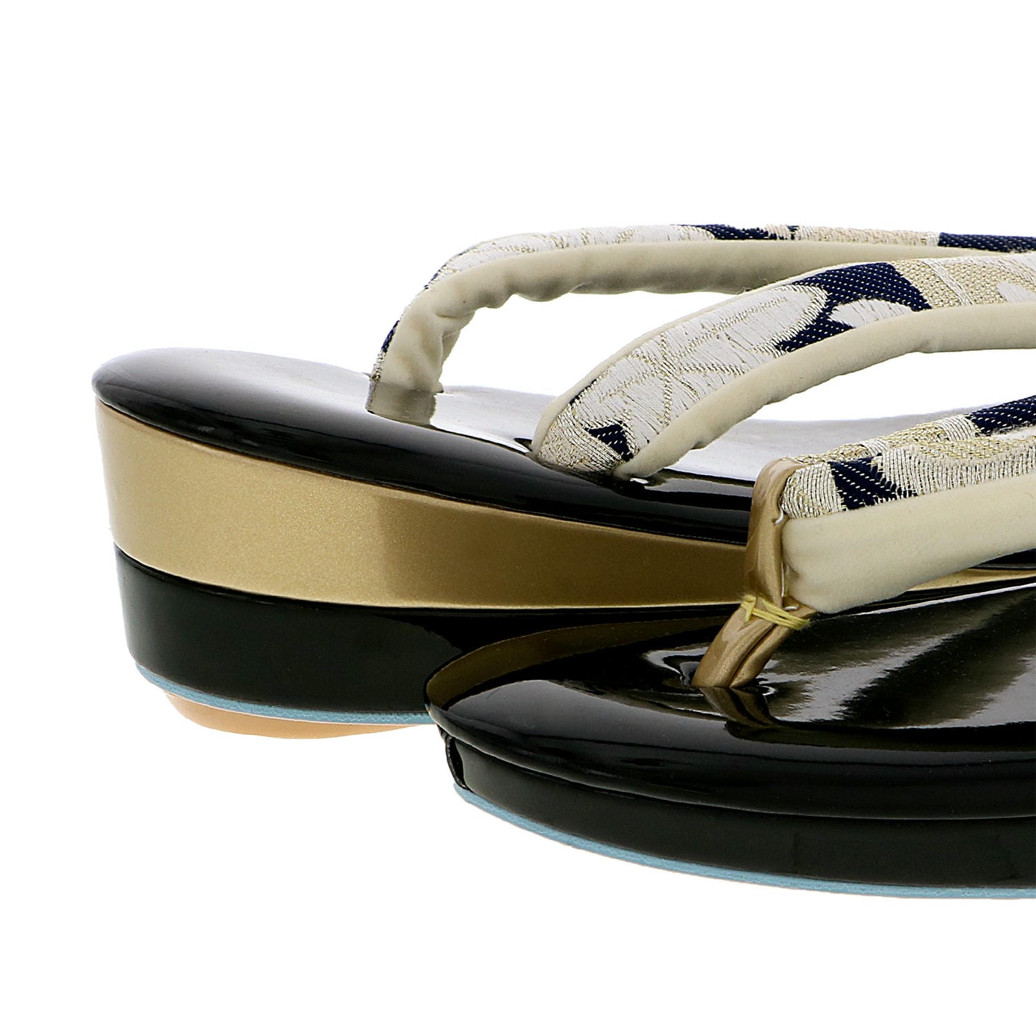 草履バッグセット「黒 紺地、華紋」Fサイズ 日本製 振袖草履バッグ