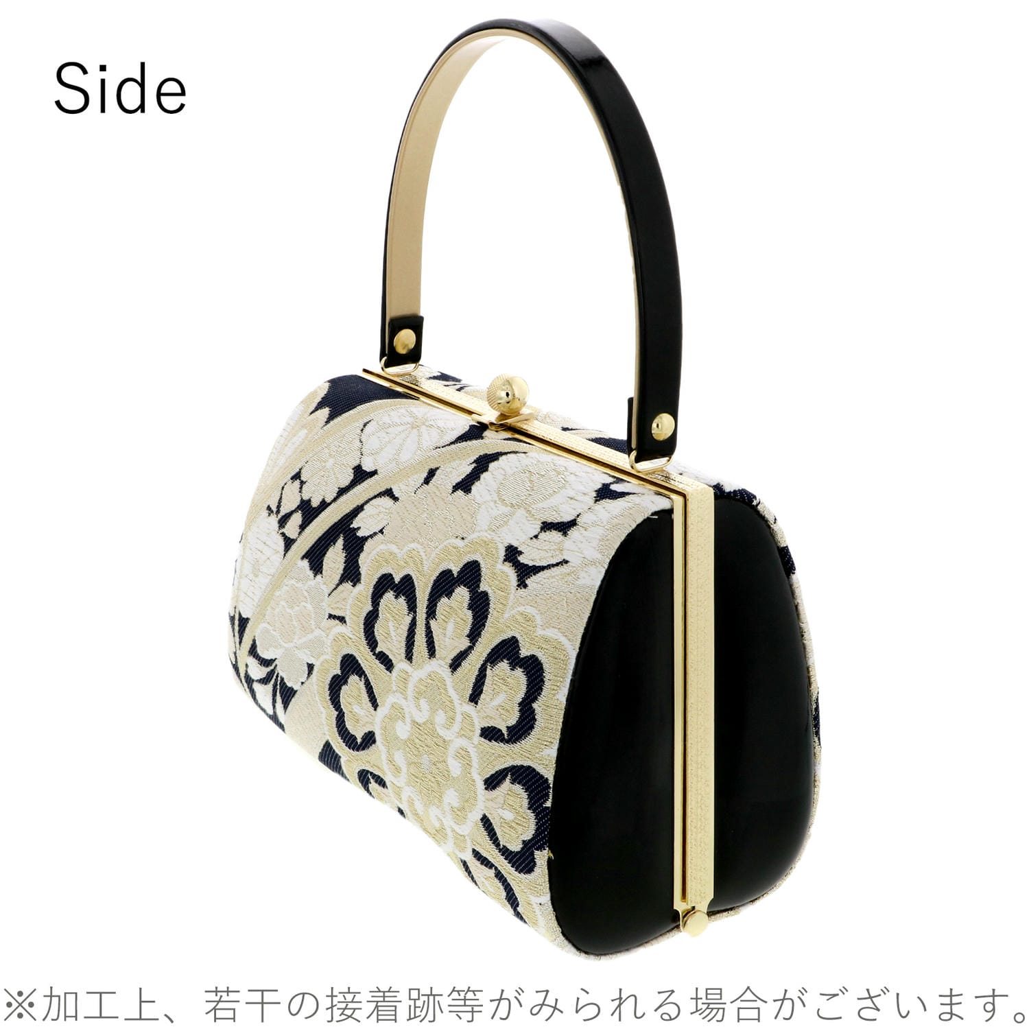 草履バッグセット「黒 紺地、華紋」Fサイズ 日本製 振袖草履バッグ