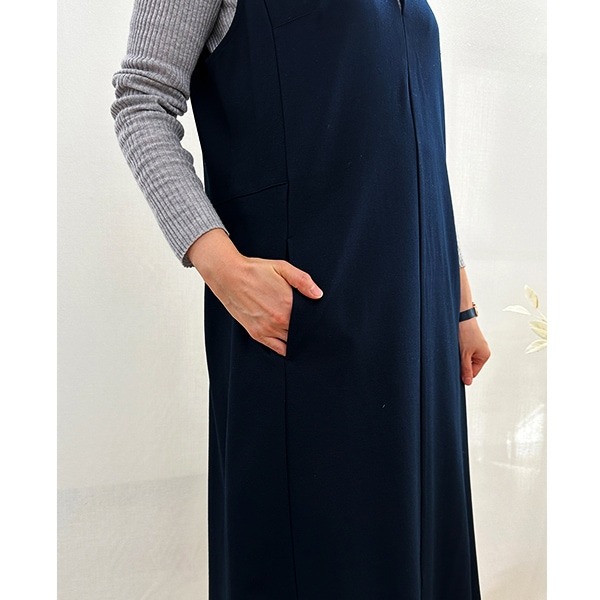 ワンピース 『ポンチニットフレアジャンパースカート ブルーグレー