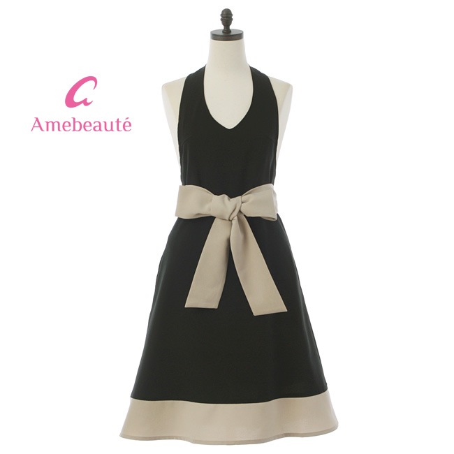 Mサイズ】ブラック＆エレガントベージュローブエプロン ARB01