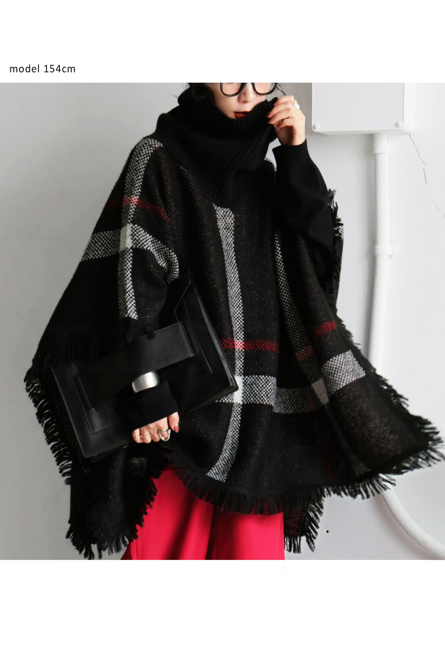 チェック柄 2WAY ポンチョ スカート レディース 送料無料・再入荷